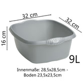 Schüssel quadratisch - 9 Liter - 32x32 cm - Waschschüssel Spülschüssel Wasserschüssel Lebensmittelecht Kunststoff Spüle Haushaltsschüssel Universal Küchenschüssel Pflege nestbar
